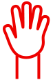 Icône rouge d'une main levée