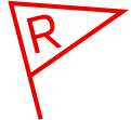 Icône rouge d'un fanion avec la lettre R