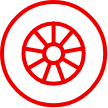 Icône rouge d'une roue